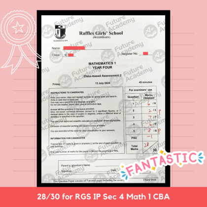 exam results - 28 marks for RGS IP Sec 4 Math 1 CBA