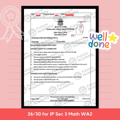 exam results - nygh sec 3 math class test 24 marks (3)