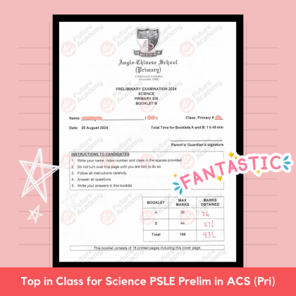 exam results - top in clas for science psle prelim acs